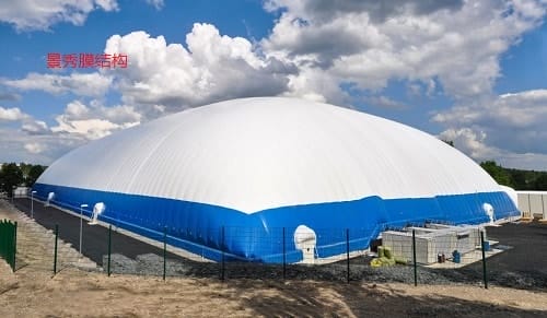 www_inspiredstructures.com - Blue Trimmed Exterior to Double Skinned Air Dome for football.jpg